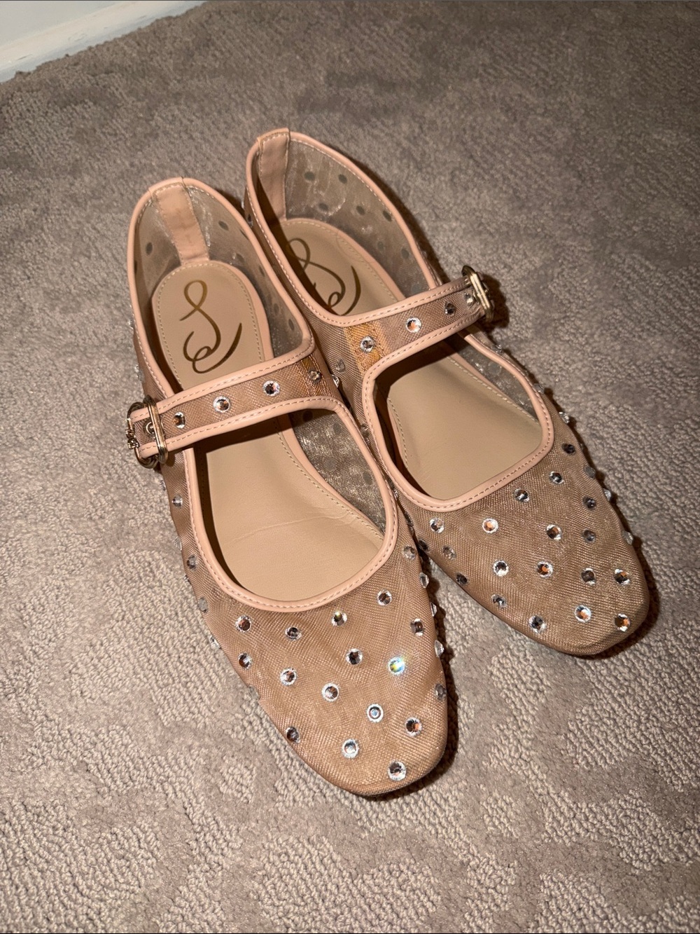 Sam Edelman beige Studded Mary Jane ballet Flats size 9
